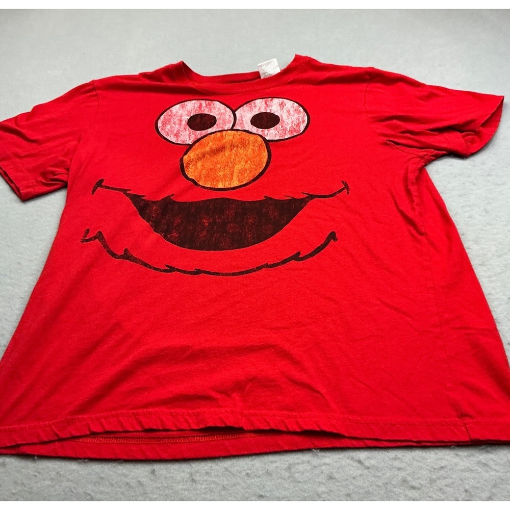 Sesame Street Vintage 2011 Elmo Face Graphic T-Shirt Red Large Casual Tee